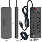 ALESTOR 6 Ft Surge Protector Power Strip with 12 Outlets and 4 USB Ports
