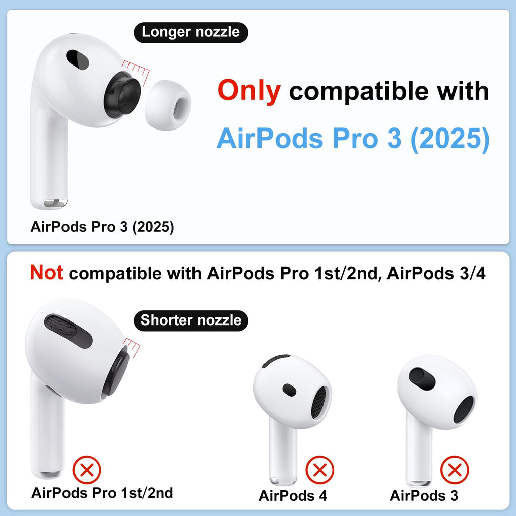3 Pairs Replacement Ear Tips for AirPods Pro 2nd & 1st(Small, Black)