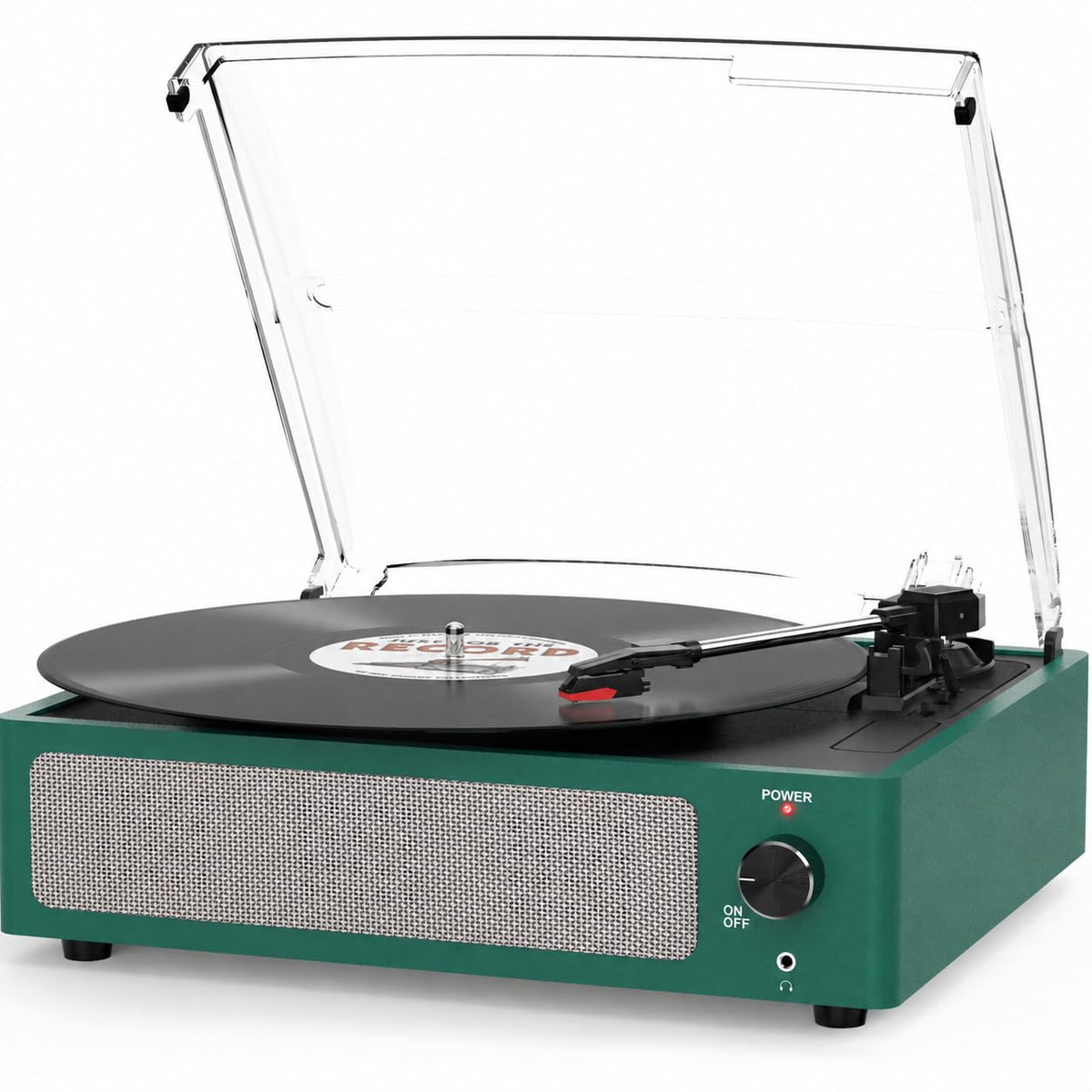Seasonlife® Retro Vinyl Record Player with Stereo Speakers,Walnut Brown