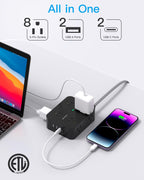 HANYCONY Surge Protector Power Strip, 10 Ft Braided Extension Cord, 1080J