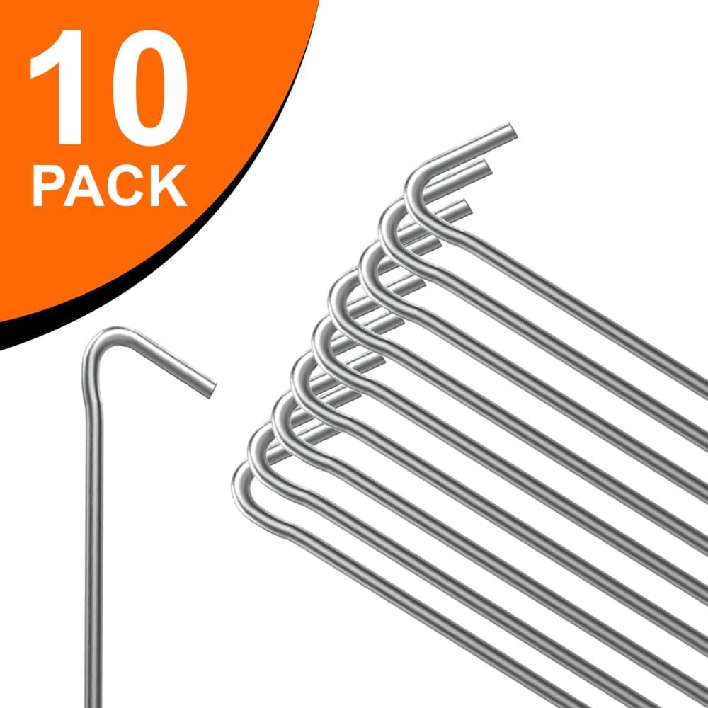ANSIO® Tent Pegs Pack of 10 Galvanised Metal Pegs 4mm x 9inch Ground Stakes