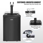 VEVOR Beer Kegerator, Single Tap Commercial Draft Beer Dispenser for D system, Full Size Keg Refrigerator with 5lbs CO2 Tank, Hold 2 Sixth / 2 Ball lock keg, Black