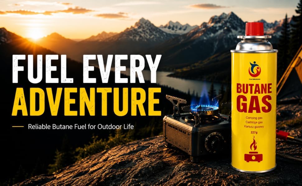 OptiProducts Butane Gas Canister 227g – Universal Fuel Cartridge for Camping Stove, BBQ Grill, Heater & Blow Torch – Safe, Lightweight Outdoor Cooking Gas Refill NEW