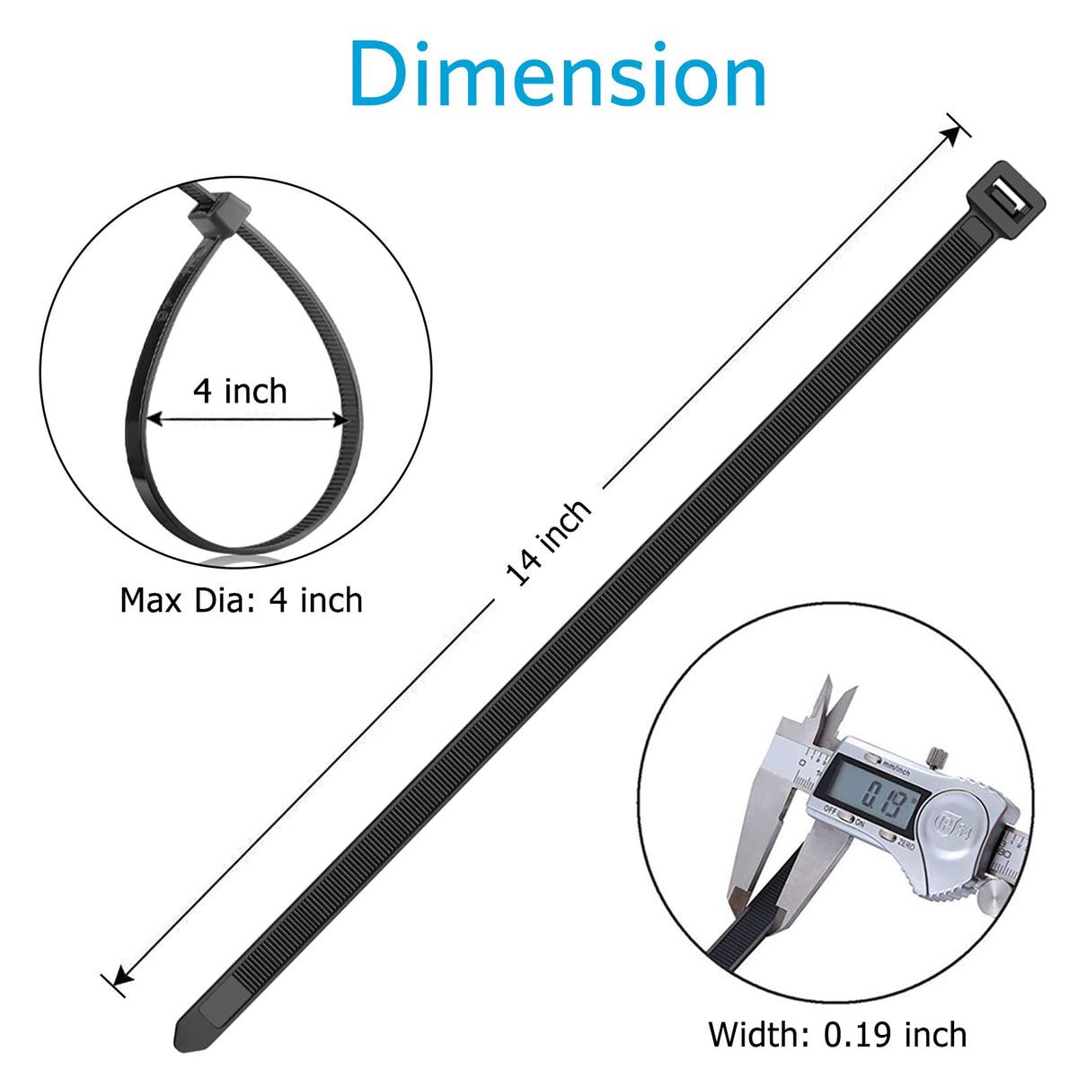 Zip Ties 8 inch (1000 Pack), 40lbs Tensile Strength, Black Cable Ties, Wire Ties for indoor and outdoor use, by Skalon