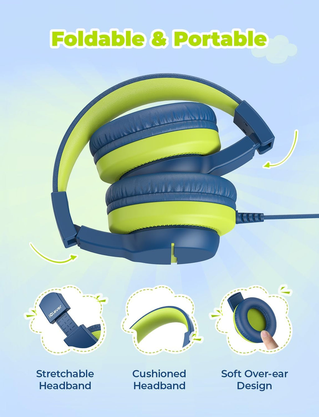 iClever HS19 Kids Headphones with Cord, Toddler Headphones for Boys Girls