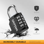 GRIFEMA GA1001 Combination Padlock, 4 Digit Coded Zinc Alloy Heavy Duty Locker Lock 2 Pack Weatherproof Padlock for School & Gym Locker,Fence, Garage, Gate, Storage Case, Toolbox & Shed, Black