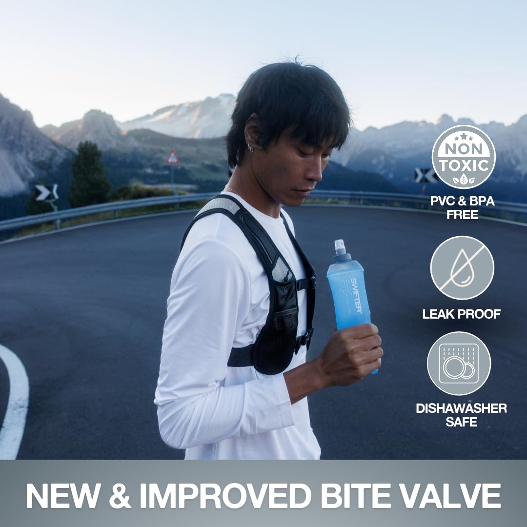 SWIFTER 2x Soft Flask 250ml | Collapsible Running Water Bottle | Handheld or in Vest | Leakproof | Trail Hydration Flask | Soft Water Bottle for Marathon, Hiking (250ml (x2))