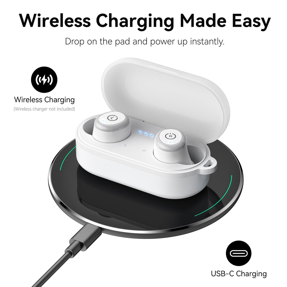 TOZO T10 Wireless Earbuds Powerful Bass Stereo Wireless Charging, APP, IPX8