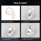 Open Ear Wireless Earbuds Bluetooth Headphones, 80H Playtime Stereo Ear Buds with ENC Noise Cancelling, Fast Charging, IPX7 Waterproof Sports Earphones with Earhook for Running/Workouts (Black)