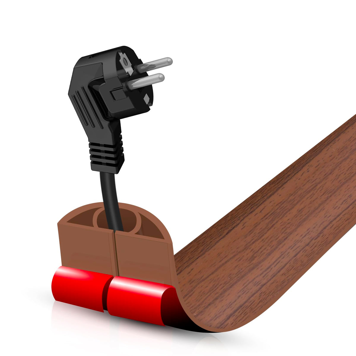 Floor Cord Cover Self Adhesive Cord Hider,3.3FT Cable Management, Extension Strip Protector for Wires, Prevent Cable Trips for Offices, Gyms, Exhibitions Cavity:0.3"(W) x 0.28"(H) Brown Wood