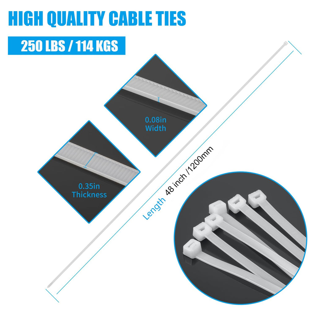 Armpow 18 inch Black Zip Ties Heavy Duty 100 PACK, 220 LBS Ultra Exclusive Strong Plastic Wire Ties, Large Cable Ties Extra Long Tie Wraps, Indoor and Outdoor UV Resistant