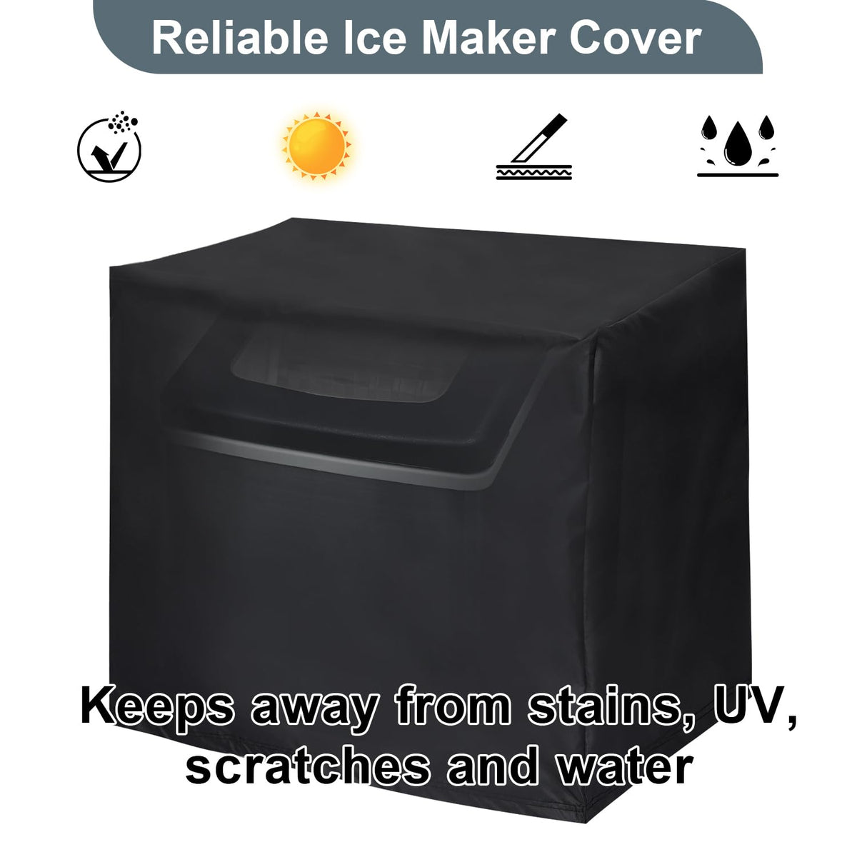 Commercial Ice Maker Cover, Universal Waterproof Shield for Appliances in Home, Garage and Office, Black