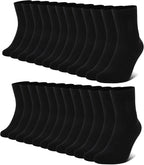 FALARY 12 Pairs Black Mens Socks, Plain Cotton Socks for Men & Women