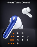 TAGRY Bluetooth Headphones True Wireless Earbuds 60H Playback LED Power Display Earphones with Wireless Charging Case IPX5 Waterproof in-Ear Ear buds with Mic for TV Smart Phone Laptop Computer Sports