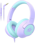 Botesty Sound Kids Headphones Wired for School, 3.5 Plug Safe Volume Purple