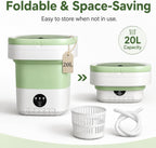 Portable Washing Machine【Upgraded 20L Capacity・3 Modes Deep Cleaning・1-Year Free Replacement】Foldable Mini Washer and Dryer, Small Washing Machine for Travel, Dorms, RVs, Camping (Green)