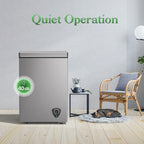 LifePlus Chest Freezer - 3.5 Cubic Feet Compact Deep Freezer Small Freezer 7 Adjustable Temperature with Removable Basket, Energy Saving Super Quiet for Garage, Office, Kitchen, or Apartment, Gray