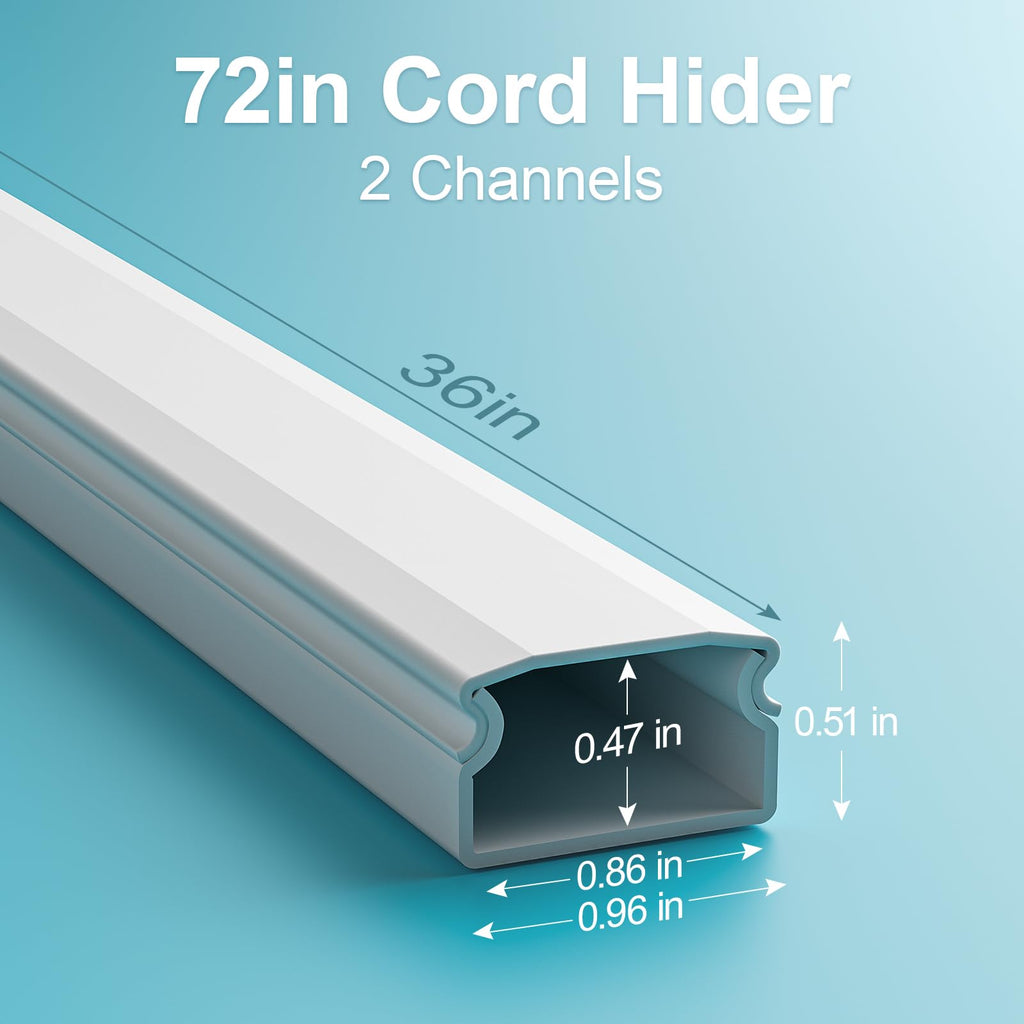 Yecaye TV Cord Hider, 42in Cord Cover Wall Mounted, W1.18in H0.6in, Beige