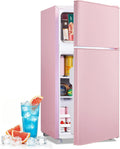 DEMULLER 2.4 Cu.Ft Small Refrigerator with Freezer Mini Fridge Removable Plastic Shelves Ideal for Apartment, Dormitory, Baby Pink