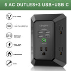 Surge Protector, QINLIANF 5 Outlet Extender with 4 USB Ports(2USB-C)