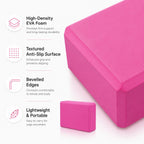EXERZ Yoga Blocks 2pcs Gym Bricks -Comfortable Fitness Yoga Bricks, Anti-Slip, Lightweight and Travel Friendly Pilates Practice