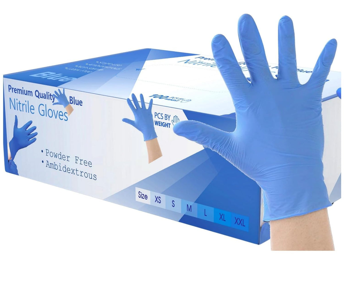 200 Disposable Nitrile Gloves Medium Blue – Medical Examination Powder-Free Latex-Free Strong Durable Tear-Resistant for Healthcare, Dental, Food, Cleaning, Automotive & Industrial Use (Medium)