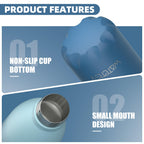 Stainless Steel Insulated Water Bottle, WATERSY Double Walled Metal Vacuum Flask Keep 24 Hrs Cold & 12 Hrs Hot Thermal Metal Sports Bottles 500ml BPA Free for Outdoor, Work, Gym, School (Black)