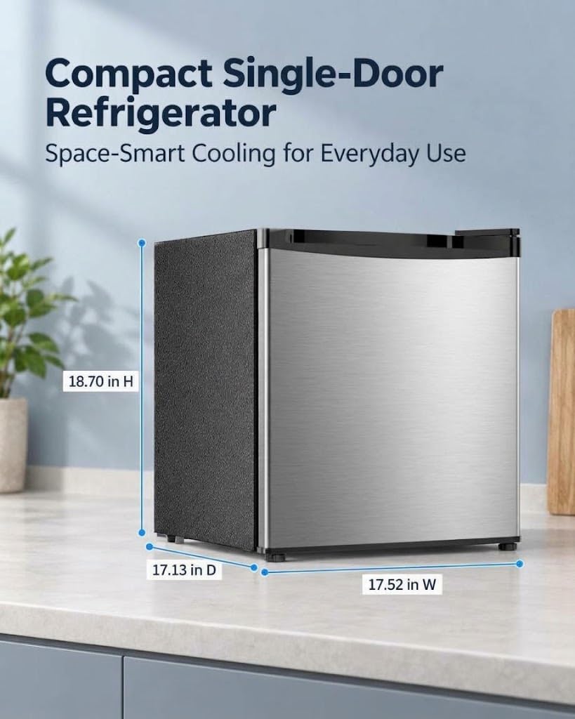 COWSAR 2.6 Cu.Ft Mini Fridge with Freezer, Freestanding Compact Refrigerator with Reversible Door & 7-Speed Thermostat, Small Fridge for Office, Apartment, Gameroom (BLACK)