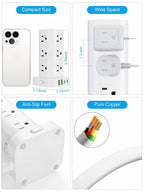 6FT Power Strip Tower with Wireless Charger,Surge Protector with 12 Outlets
