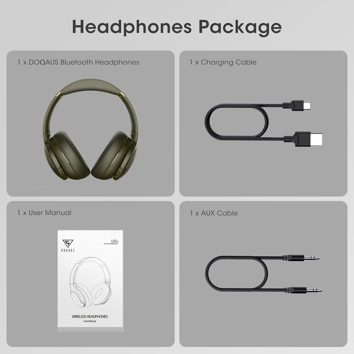DOQAUS Bluetooth Headphones Over Ear, Headphones Wireless with 90H Playtime