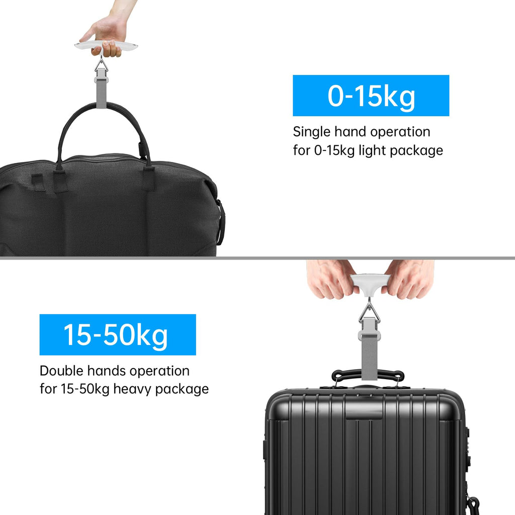 MYCARBON Luggage Scale Portable Digital Weight Scale for Travel Suitcase with Tare Function 110 Lb/ 50Kg Capacity (Silver)