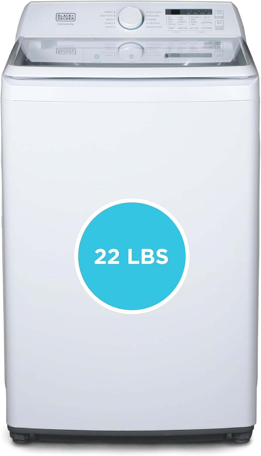 BLACK+DECKER 2.0 Cu. Ft. Portable Washer, 15.4 lb. Capacity, BPWM20W, White