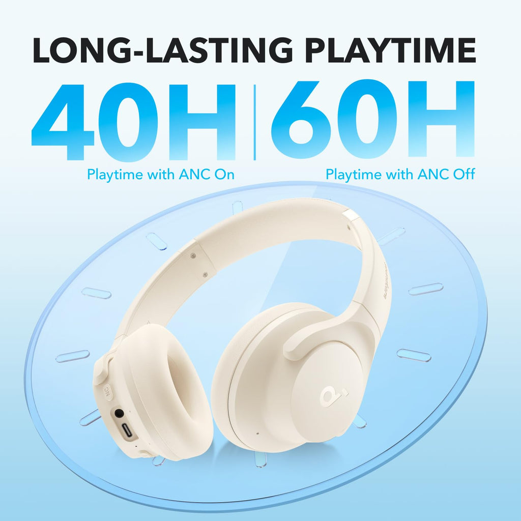Soundcore by Anker Q20i Headphones with Protective Case, Blue, Bundle