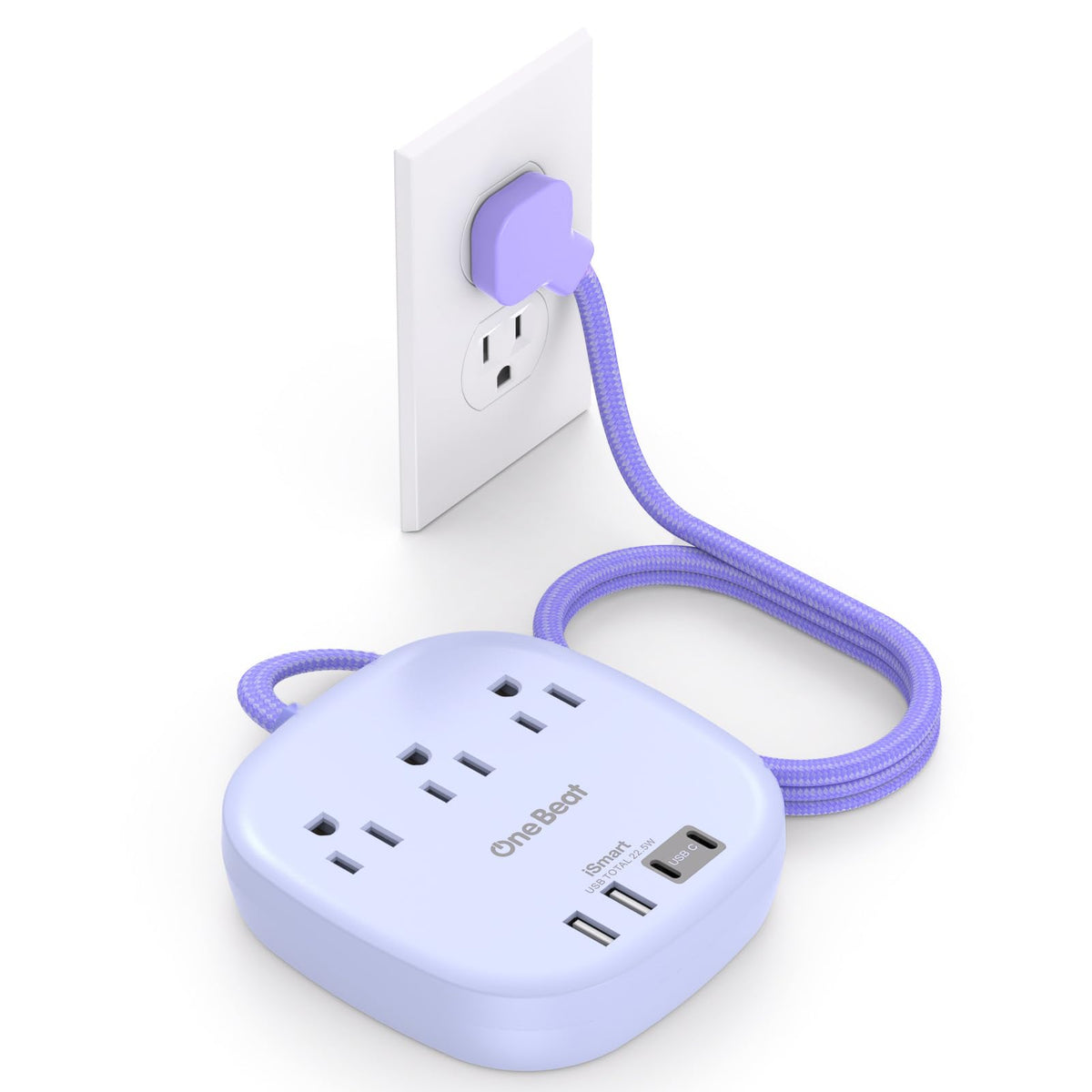 Travel Essentials, 22.5W/4.5A Flat Plug Power Strip, 6 Ft Extension Cord