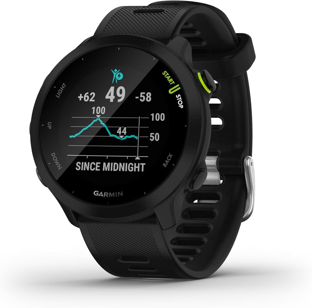 Garmin Forerunner 55 Easy to Use Lightweight GPS Running Smartwatch, Running and Training Guidance, Safety and Tracking Features included