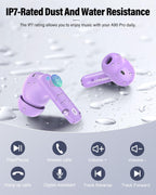 Wireless Earbuds, Bluetooth 5.4 Headphones Bass Stereo/Clear Calls, White
