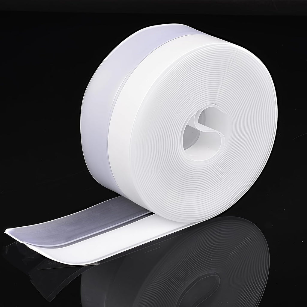 Silicone Seal Door Strip Bottom - 8M/26ft (W: 35MM) Silicone Sealing Sticker Self Adhesive Weather Stripping for Gaps of House, Glass Shower, Window and Door, Weatherproof Soundproof Insect Proof