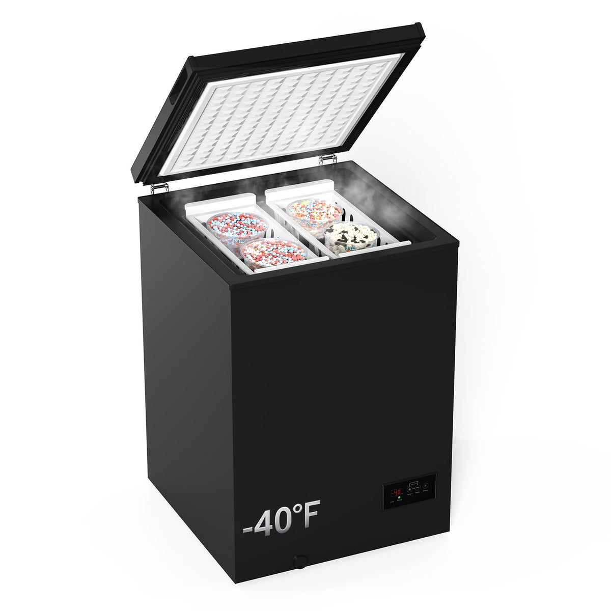 Chest Freezer Low temperature quick freeze 14℉ to -40℉ Compact Freezer - 2 Removable Baskets Match Day Parties, Home Bar Game Day &Beaded Ice Cream & Frozen Storage (Red, 1.8 Cubic Feet)