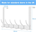 CASPLUS Over Door Hooks, Heavy Duty Over Door Hanger, 12 Door Hooks for Coats, Hats, Bags, Clothes, Towels, White