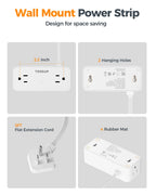 TESSAN Extension Cord 10 FT, Power Strip with 900J Surge Protection, Grey
