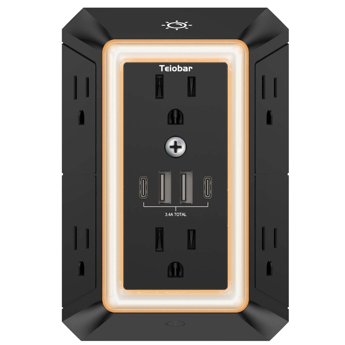 Multi Plug Wall Outlet Surge Protector with 6-Outlet & 4 USB Ports(2USB-C)