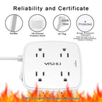 6 Ft Surge Protector Power Strip - YISHU 8 Widely Outlets with 4 USB Ports, 3 Side Outlet Extender with 6 Feet Flat Extension Cord, Ultra Flat Plug, Wall Mount, Desk USB Charging Station, ETL, Black