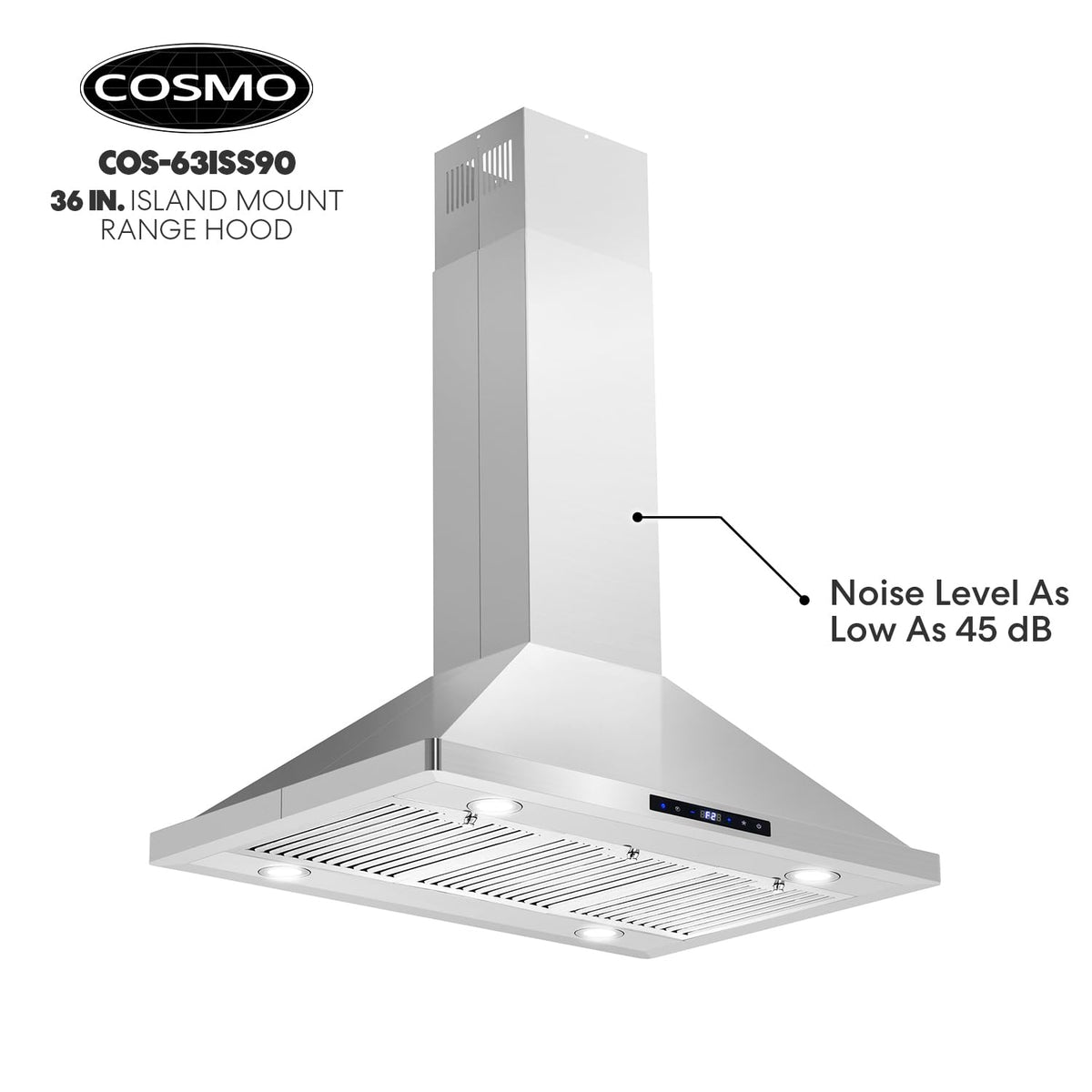 30 in. Lumin Coll 380 CFM Ducted Island Range Hood, LED, Stainless Steel
