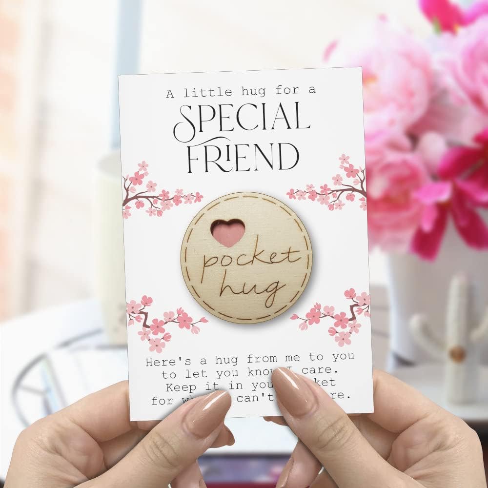 Pocket Hug Gift For Friend | Wooden Special Friendship Token For Her | TKF