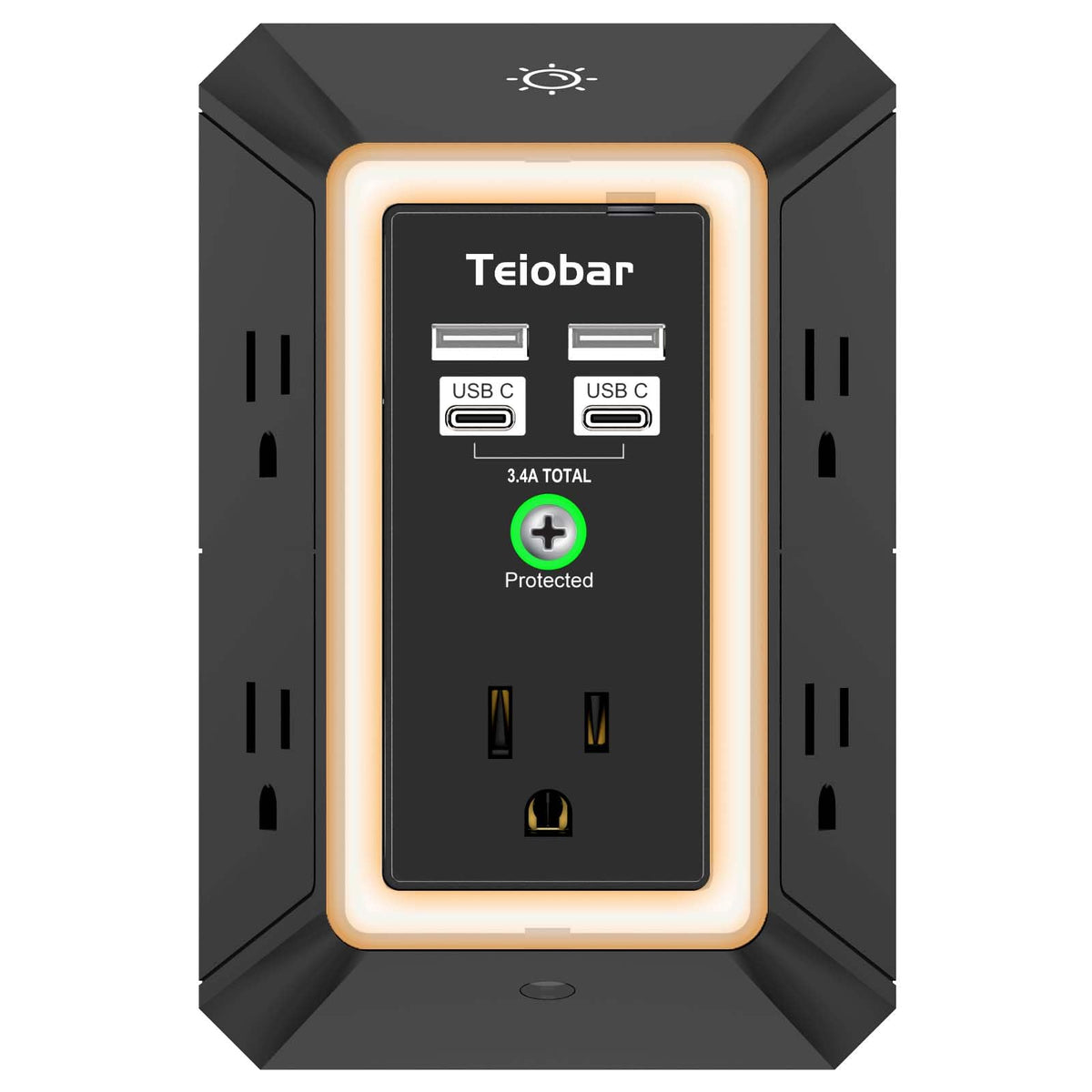 Multi Plug Wall Outlet Surge Protector with 6-Outlet & 4 USB Ports(2USB-C)