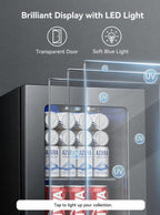 Feelfunn 2.6CuFt Beverage Refrigerator, 95 Can Mini Fridge with Glass Door