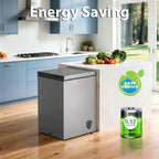 LifePlus Chest Freezer - 3.5 Cubic Feet Compact Deep Freezer Small Freezer 7 Adjustable Temperature with Removable Basket, Energy Saving Super Quiet for Garage, Office, Kitchen, or Apartment, Gray