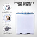 COSTWAY Portable Washing Machine, Twin Tub 26lbs Capacity Laundry, 18lbs Washer and 8lbs Spinner Combo with Timer Knobs, Built-in Drain Pump, Compact Washer for Home Dorm Apartment (Grey+White)