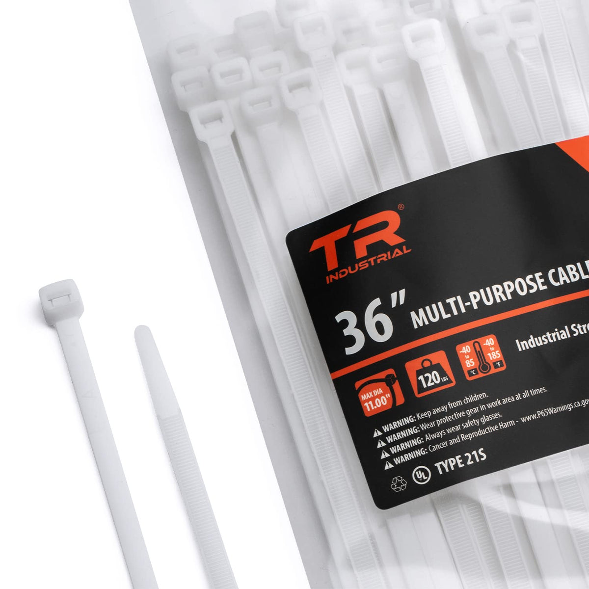 TR Industrial Multi-Purpose Natural Cable Ties, 48 inches, 50 Pack
