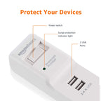 Amazon Basics Surge Protector Power Strip, 6-Outlet, 790 Joules, 6ft Extension Cord, Safety Shutters, White
